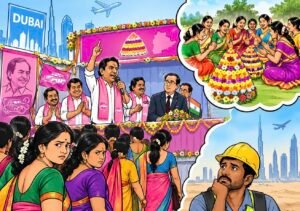 దుబాయ్‌ బతుకమ్మ వేడుకల్లో రాజకీయ దుమారం!