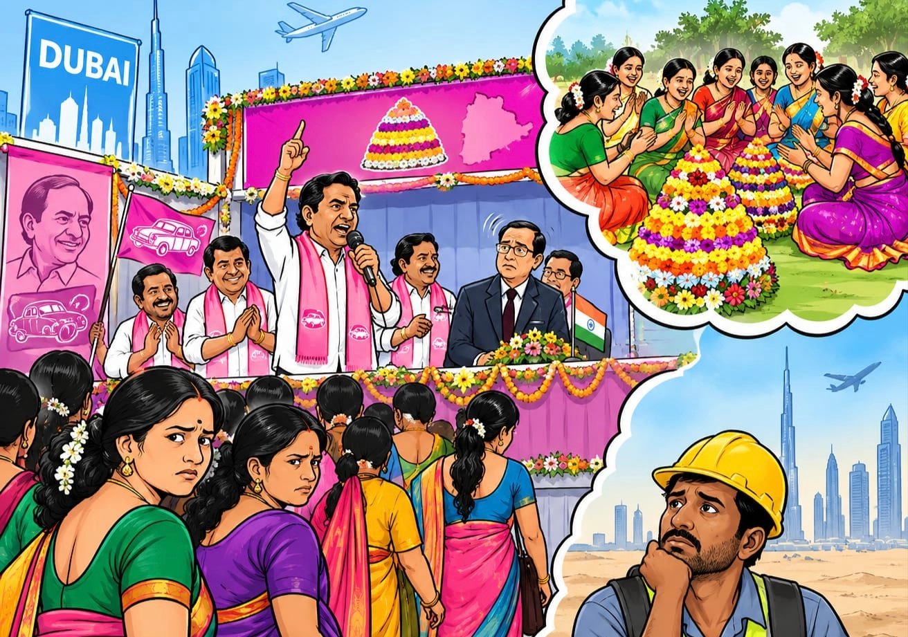 దుబాయ్‌ బతుకమ్మ వేడుకల్లో రాజకీయ దుమారం!